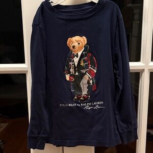 Ralph Lauren Kids Long Sleeve Polo Bear Tee - Navy